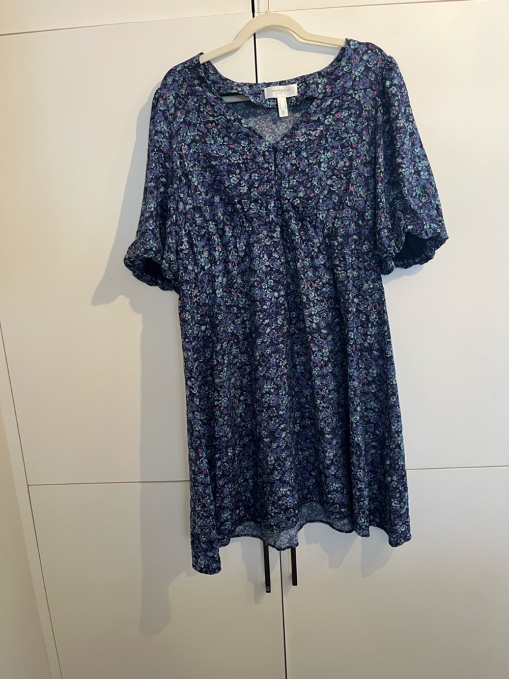 Addition Elle Navy Floral Mini Dress with Purple and Teal Accents